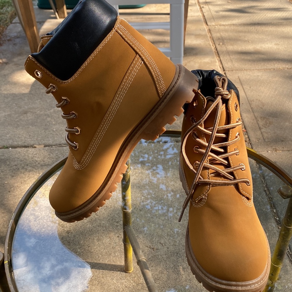 Brown Combat Boots Size 8 New Bamboo